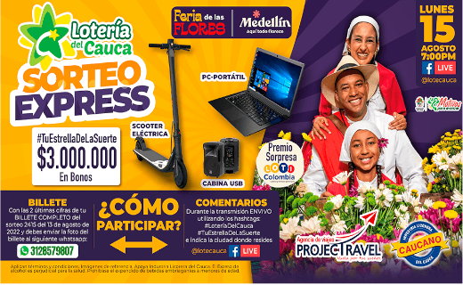 Lotería del Cauca, sorteo express
