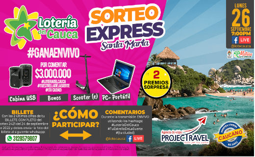 Sorteo Express en Santa Marta, Lotería del Cauca