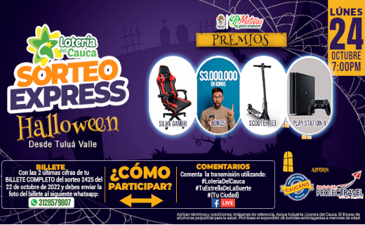 Sorteo Express Halloween, Lotería del Cauca
